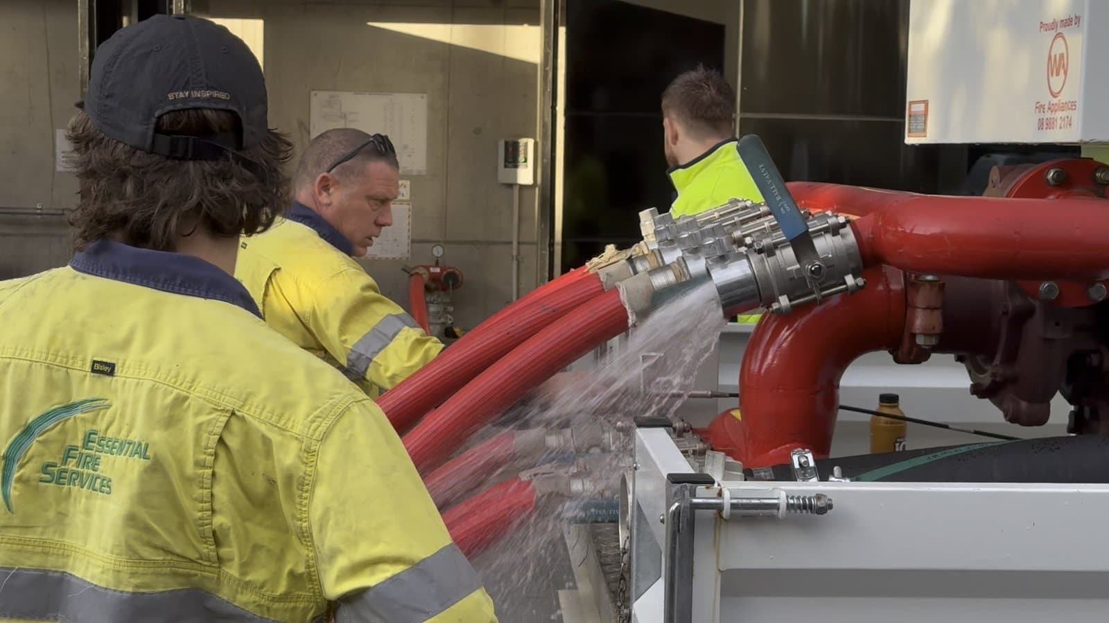 EFS team working on fire system